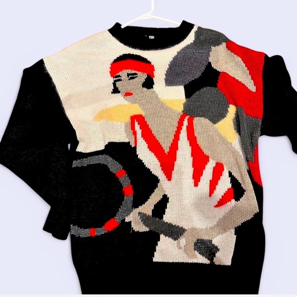 No brand Sweaters - 80s vintage black and red tennis sweater ptp 21
